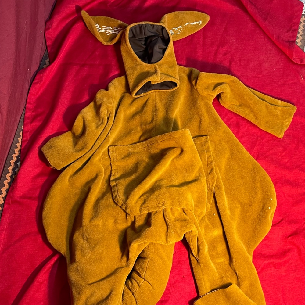 Vintage 3 Piece Handmade Plush Kangaroo Costume Big Kids Unisex XL Candy Pouch!!